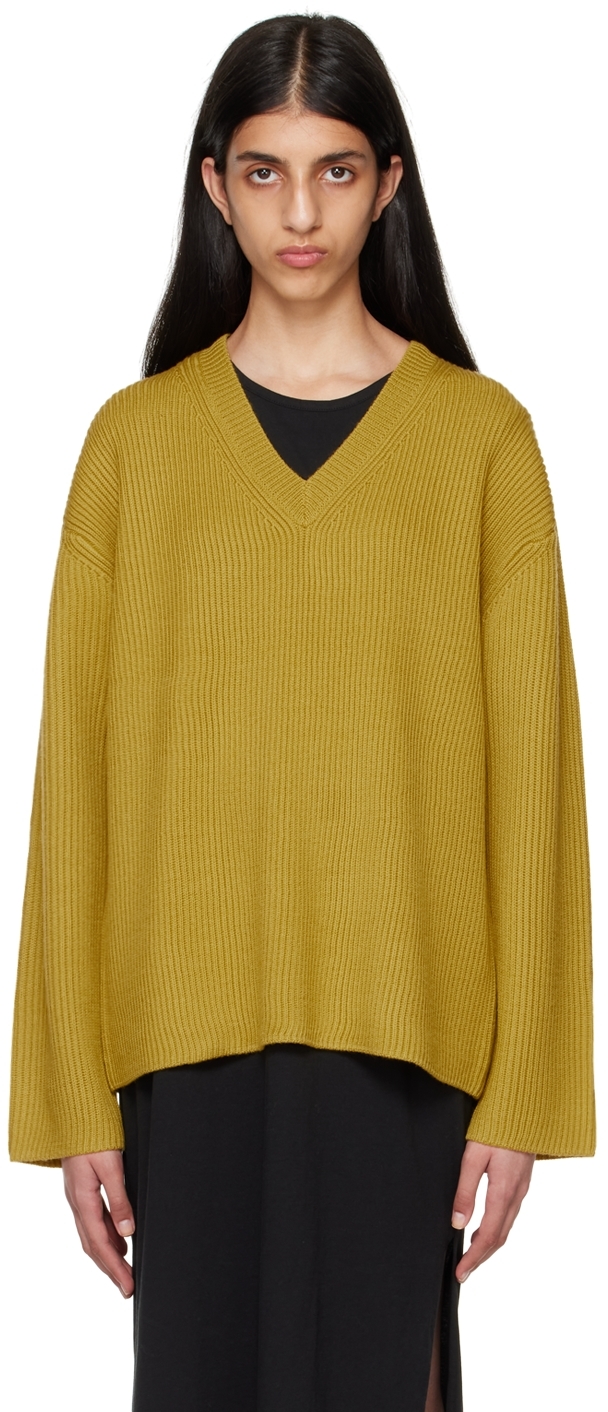 Yellow Rib Knit Sweater