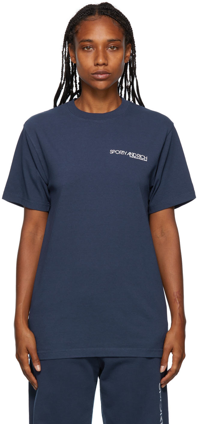 Navy Disco T-Shirt by Sporty & Rich on Sale