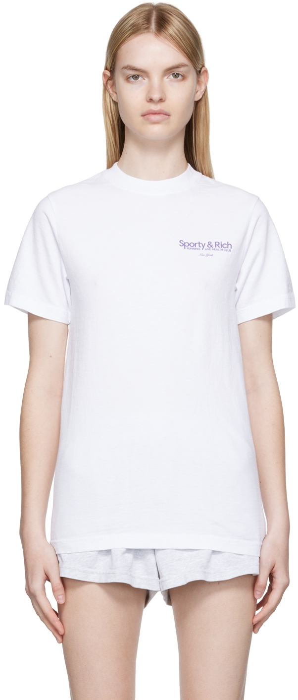 Sporty & Rich: White Running & Health Club T-Shirt | SSENSE
