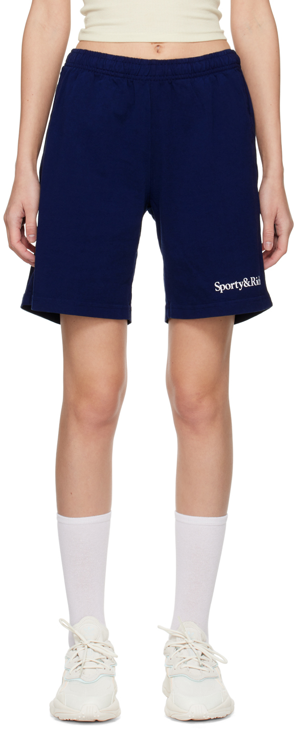Sporty & Rich Navy Serif Shorts