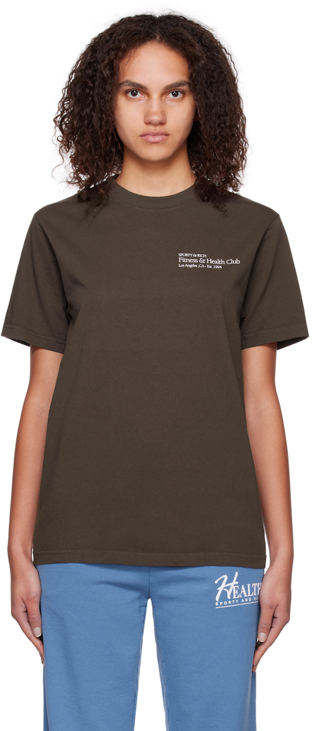 SPORTY AND RICH BROWN 'FITNESS & HEALTH CLUB' T-SHIRT