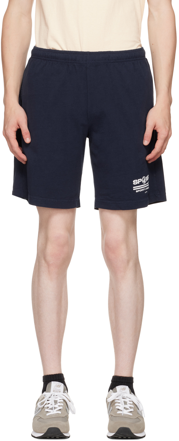 Sporty & Rich Navy 'Sports' Gym Shorts