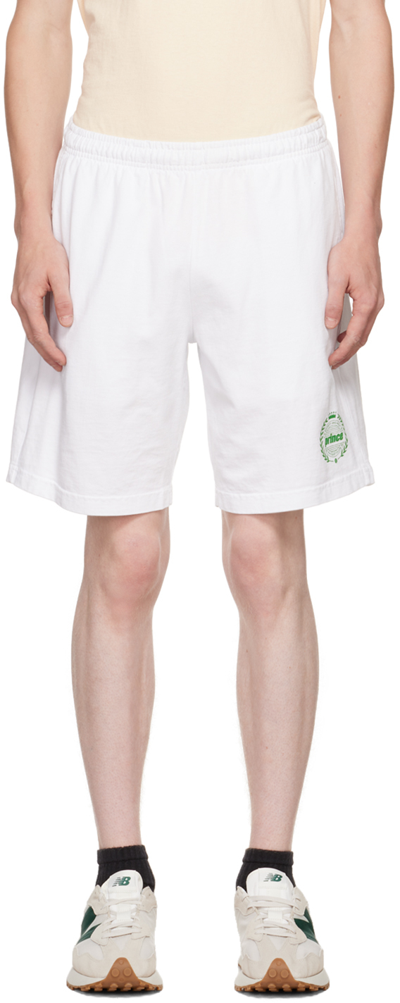Sporty & Rich White Prince Edition Crest Gym Shorts