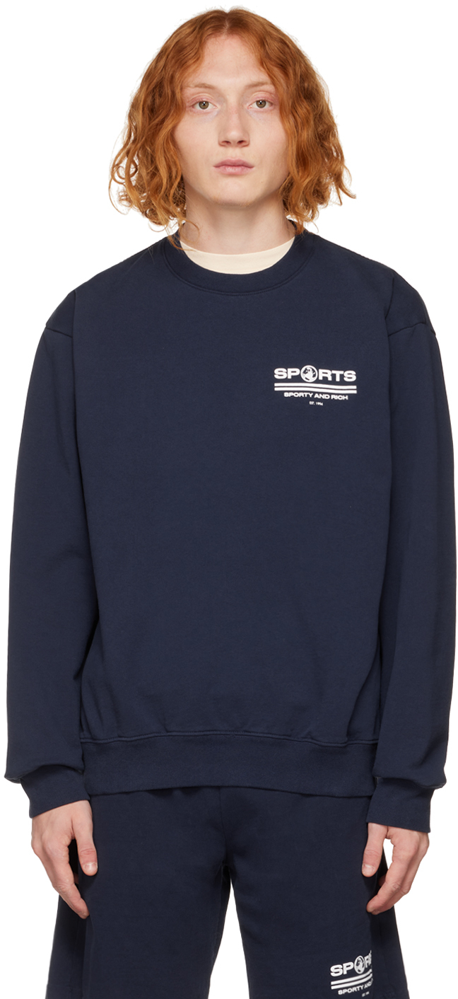 Sporty & Rich: Navy 'Sports' Sweatshirt | SSENSE UK