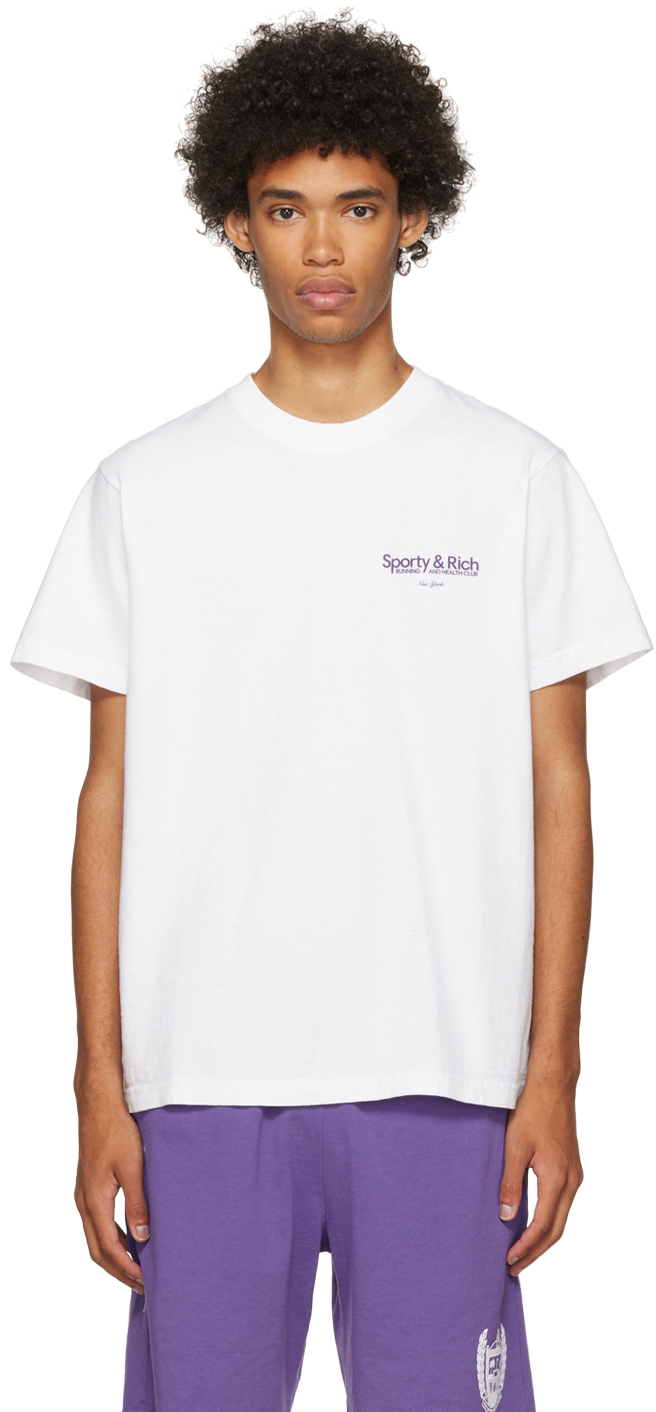 Sporty & Rich: White 'Running & Health Club' T-Shirt | SSENSE UK