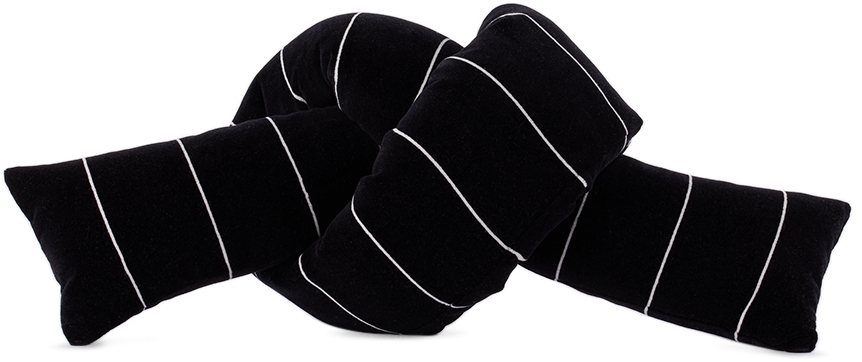 Jiu Jie Ssense Exclusive Black & White Baby Knot Cushion In Black/white Stripe