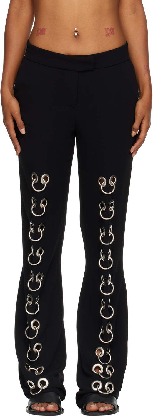 LADO BOKUCHAVA BLACK PIERCED BOYFRIEND TROUSERS