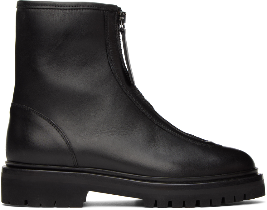 Legres: Black Oiled Leather Ankle Boots | SSENSE UK