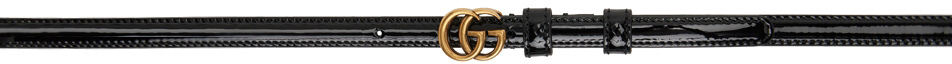 Black Thin Patent Double G Belt