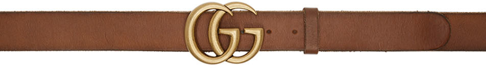 Brown Leather Double G Belt