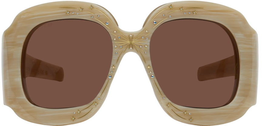 Gucci Beige Oversized Sunglasses