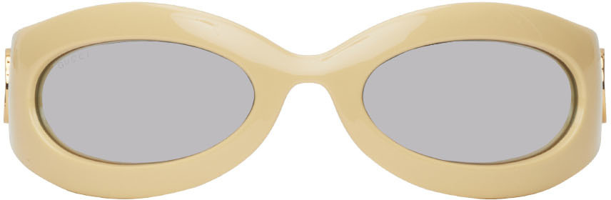 Oval Acetate Sunglasses in Yellow - Gucci