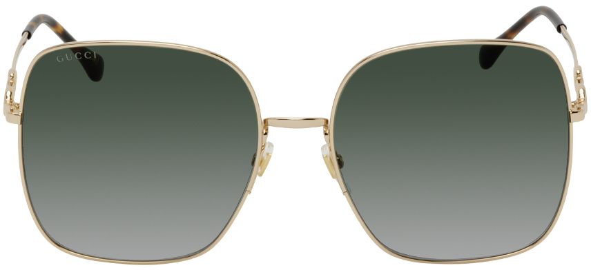 Gucci Gold Horsebit Square Sunglasses