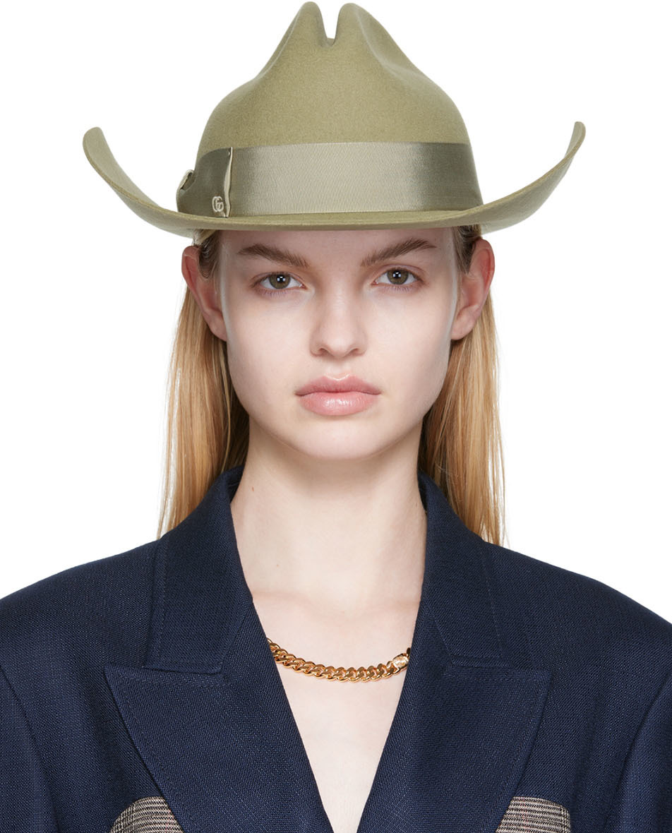 Gucci: Green MX Wide Brim Double G 