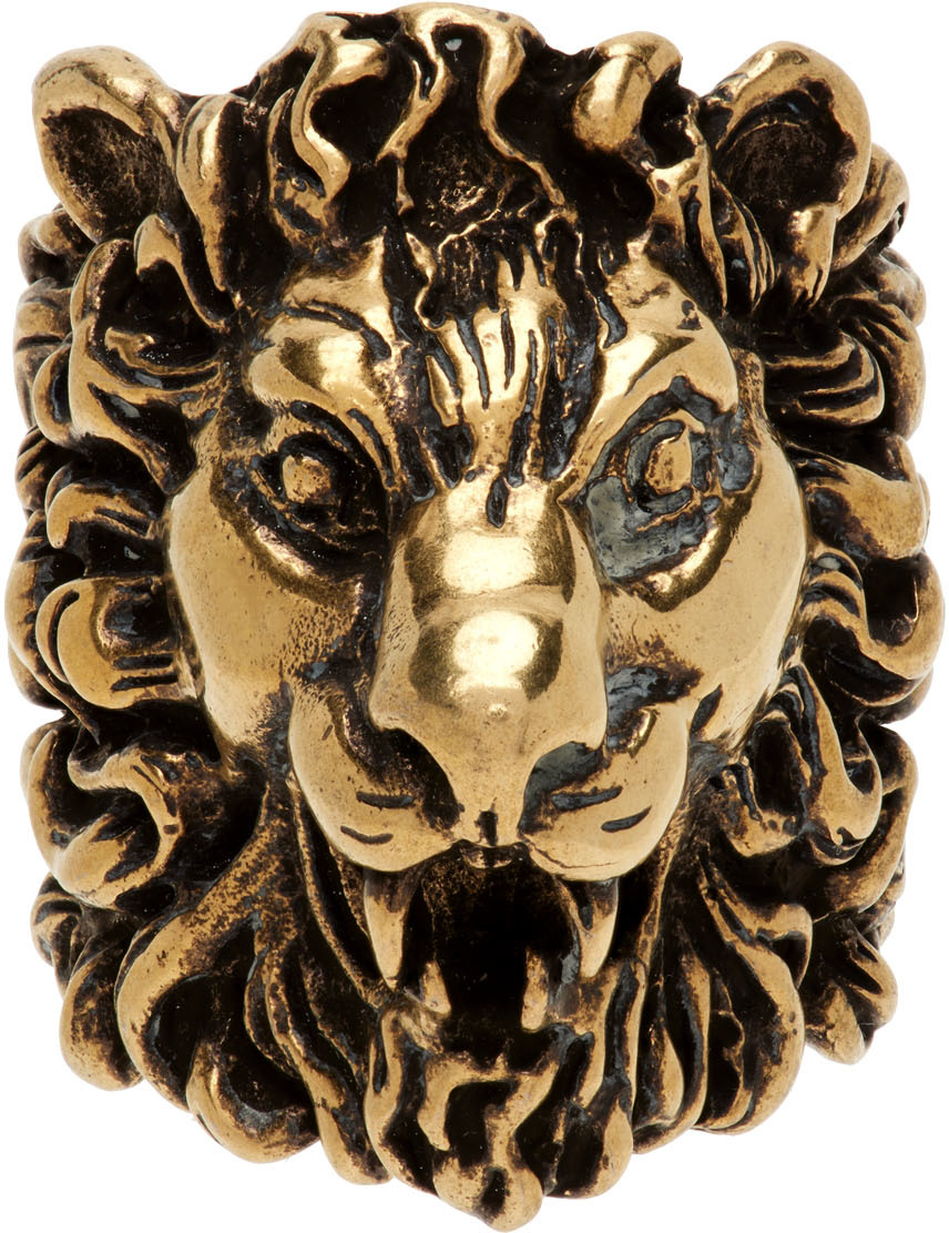 Gucci Gold Lion Head Ring
