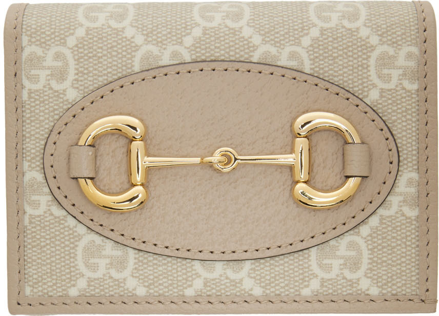 Beige Nappa Leather Card Holder SSENSE Women Accessories Bags Wallets 
