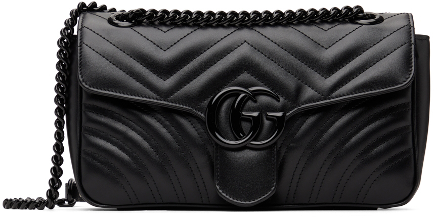 Gucci Black Small GG Marmont Shoulder Bag