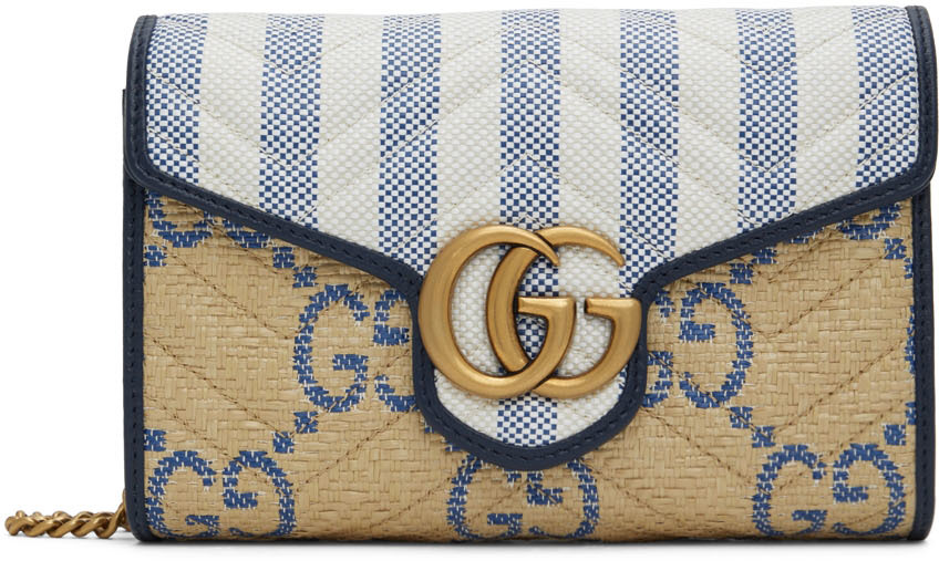 Gucci Blue & Beige Mini GG Marmont Bag