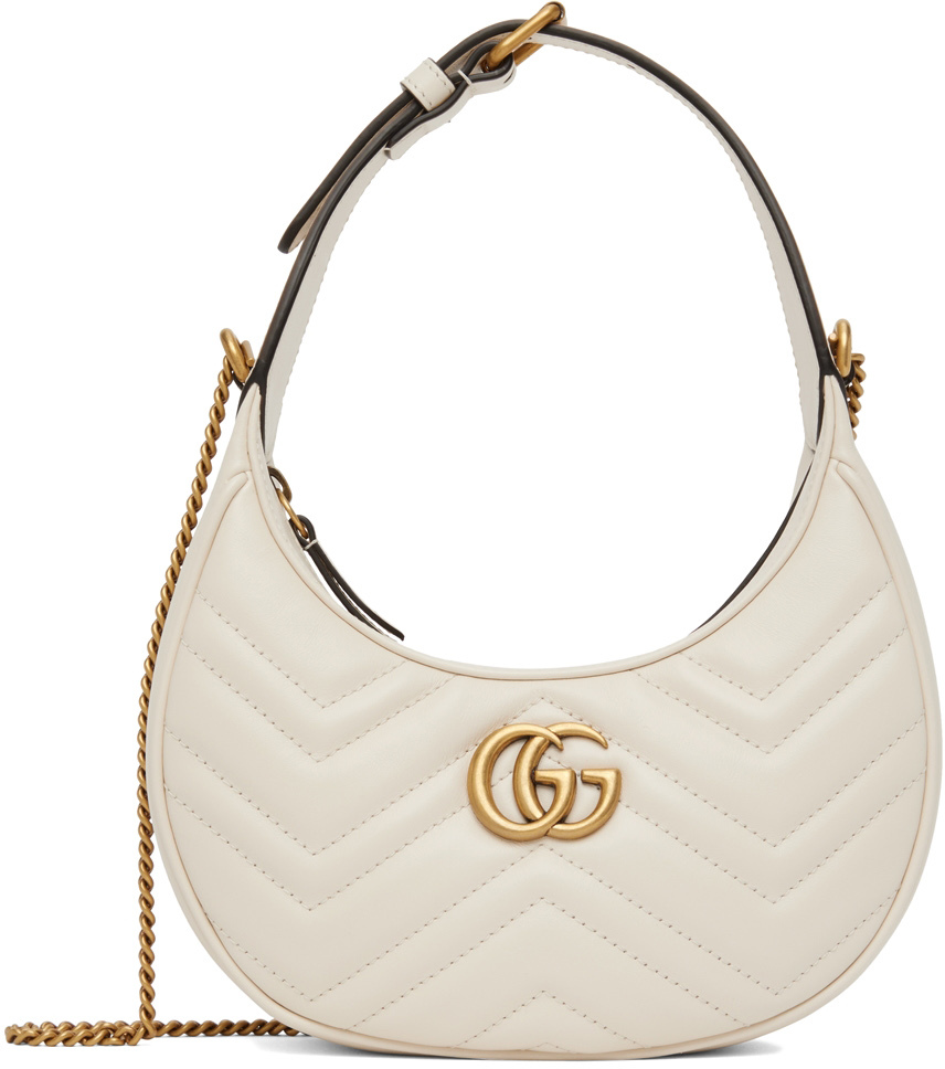 Gucci: White Mini GG Marmont Bag | SSENSE