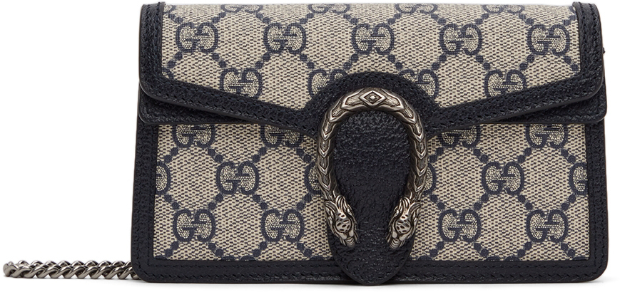 Gucci Blue & Beige Super Mini Dionysus GG Supreme Shoulder Bag