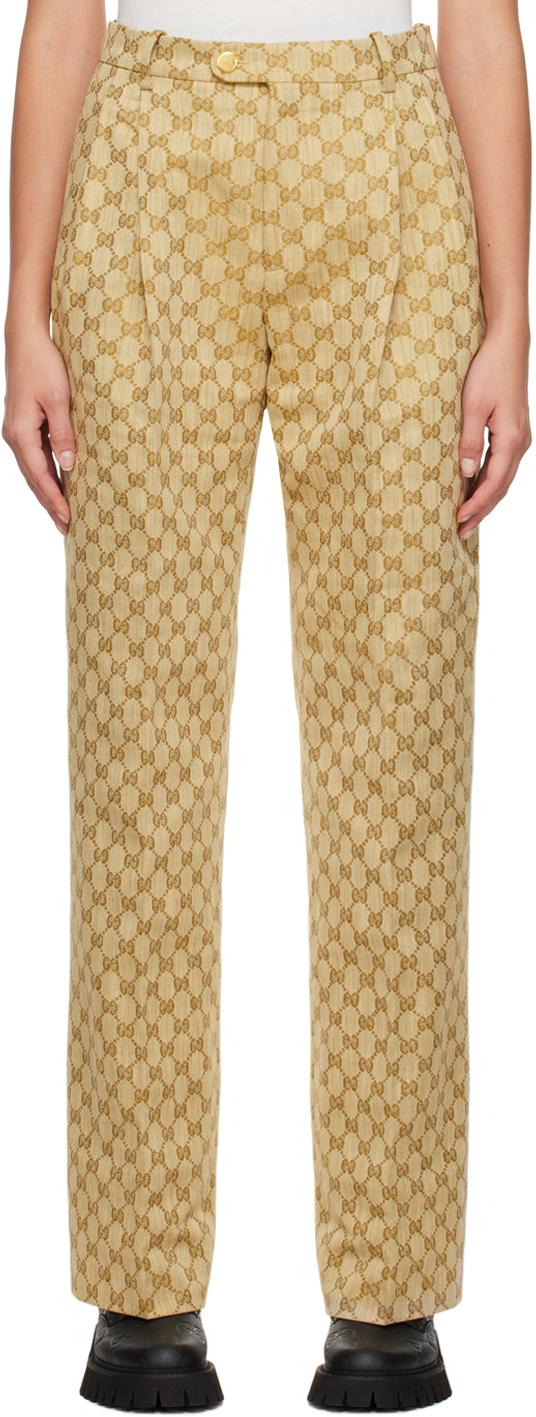 GUCCI BEIGE GG TROUSERS