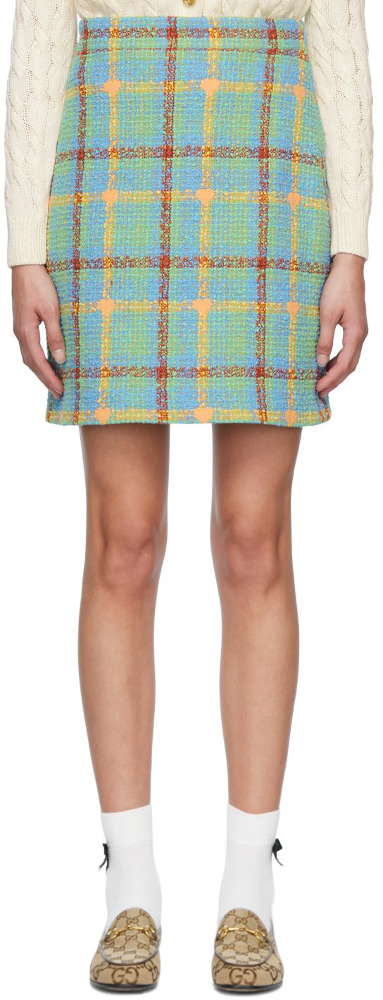 Womens Clothing Skirts Mini skirts DSquared² Multicolour Tweed And Denim Mini Skirt in Blue 