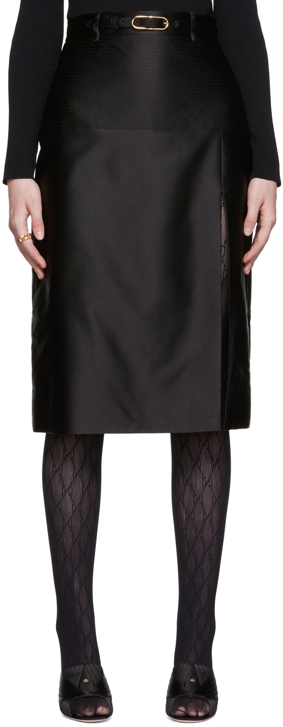 Gucci Black Duchesse Midi Skirt