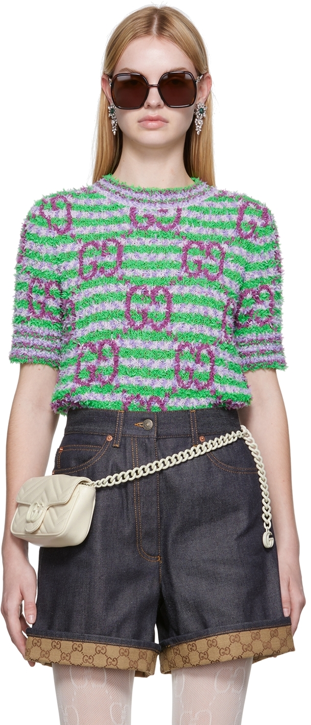 Gucci Green & Purple Maxi GG Sweater