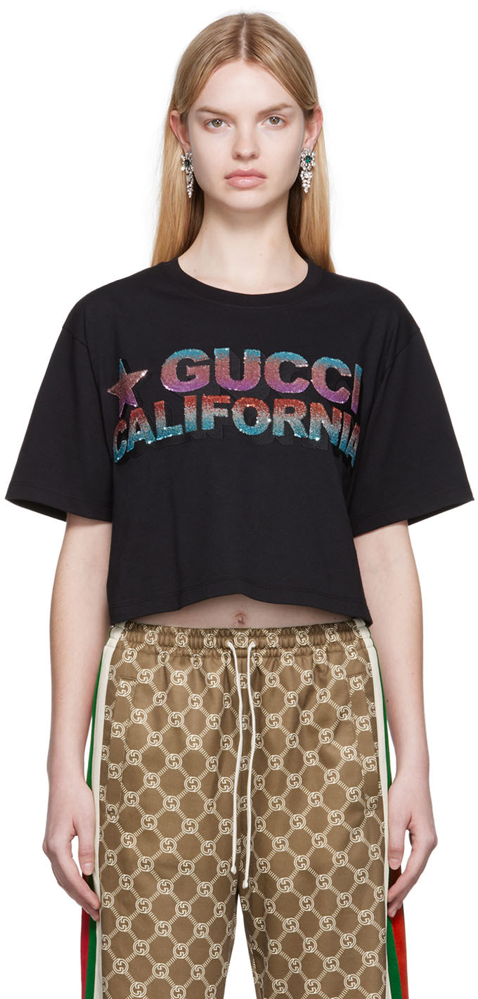 Gucci: Black Sequin T-Shirt | SSENSE Canada