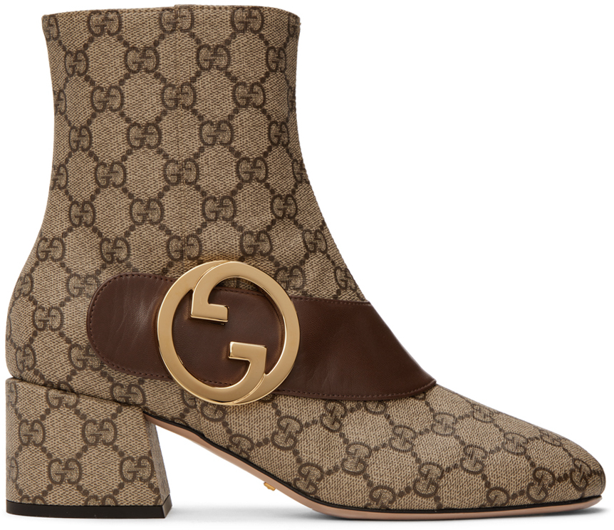 Gucci Beige Interlocking G Blondie Boots