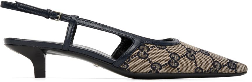 Gucci Beige GG Slingback Pump Heels