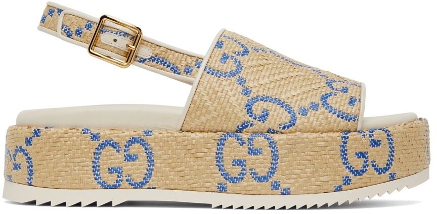 Gucci Beige GG Platform Sandals