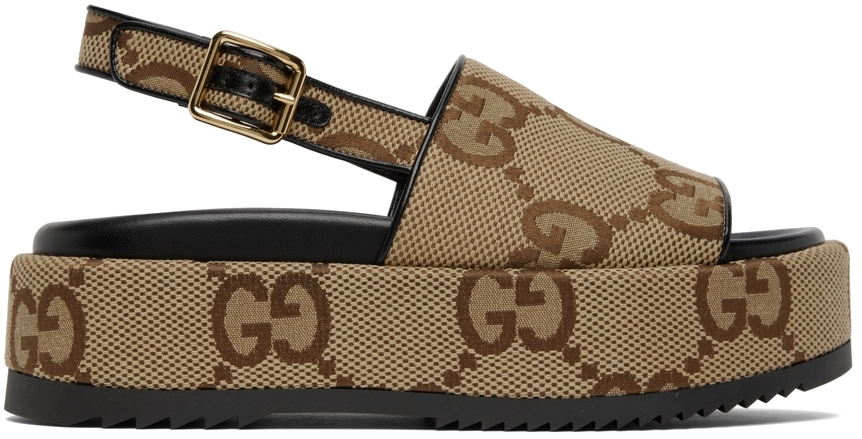 Gucci Brown GG Platform Sandals