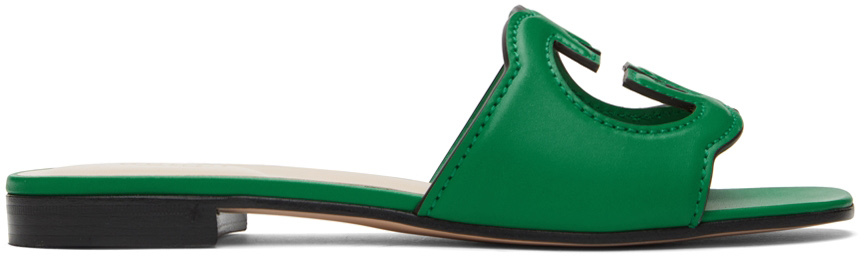 Gucci Green Interlocking G Flat Sandals