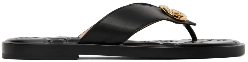 Gucci Black Interlocking G Flat Sandals
