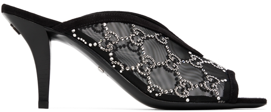 Gucci: Black GG Demi Heeled Sandals | SSENSE