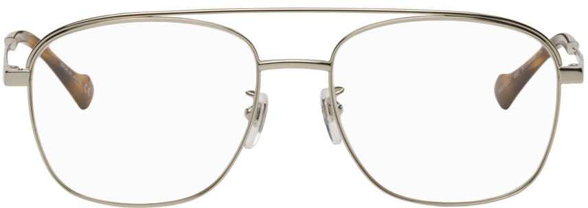 Gucci Silver Aviator Glasses