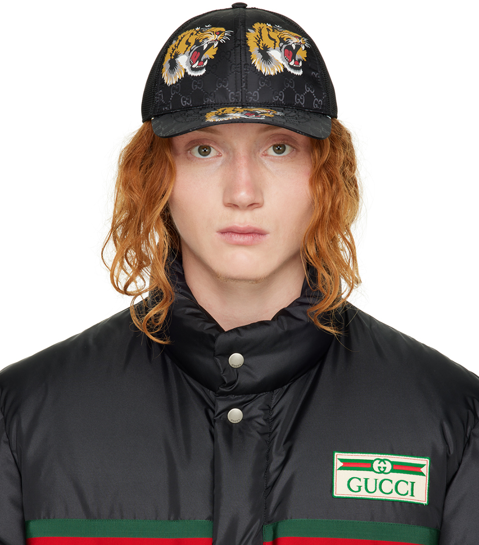 Gucci: Black GG Tiger Cap |