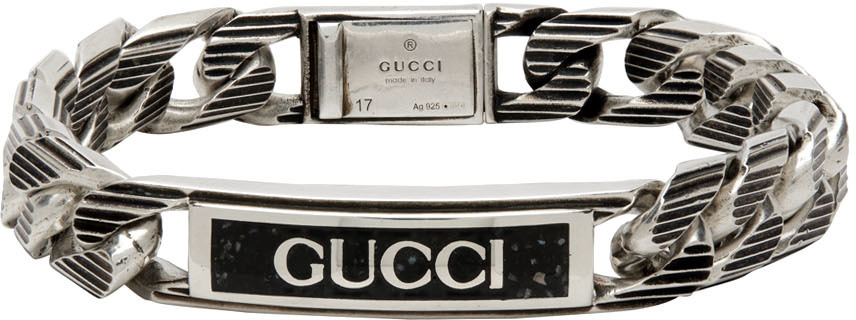 Gucci Silver Logo Plaque Bracelet