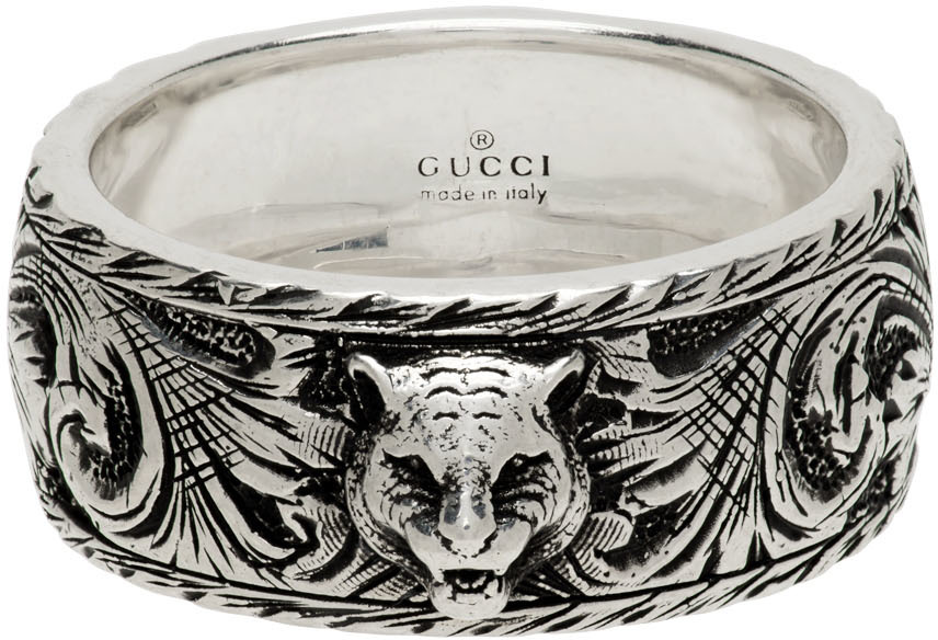 Gucci Silver Feline Head Ring