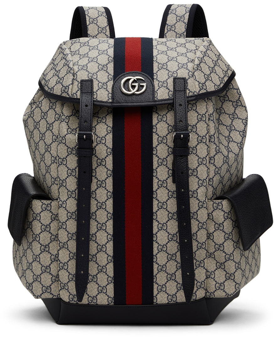 Gucci: Blue & Beige Medium Ophidia GG Supreme Backpack | SSENSE Canada
