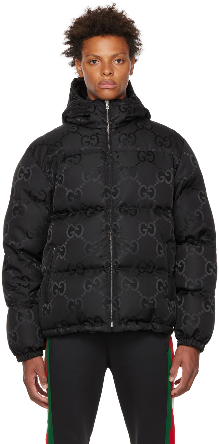 Shop Gucci Black Jumbo Gg Down Jacket In 1000 Black