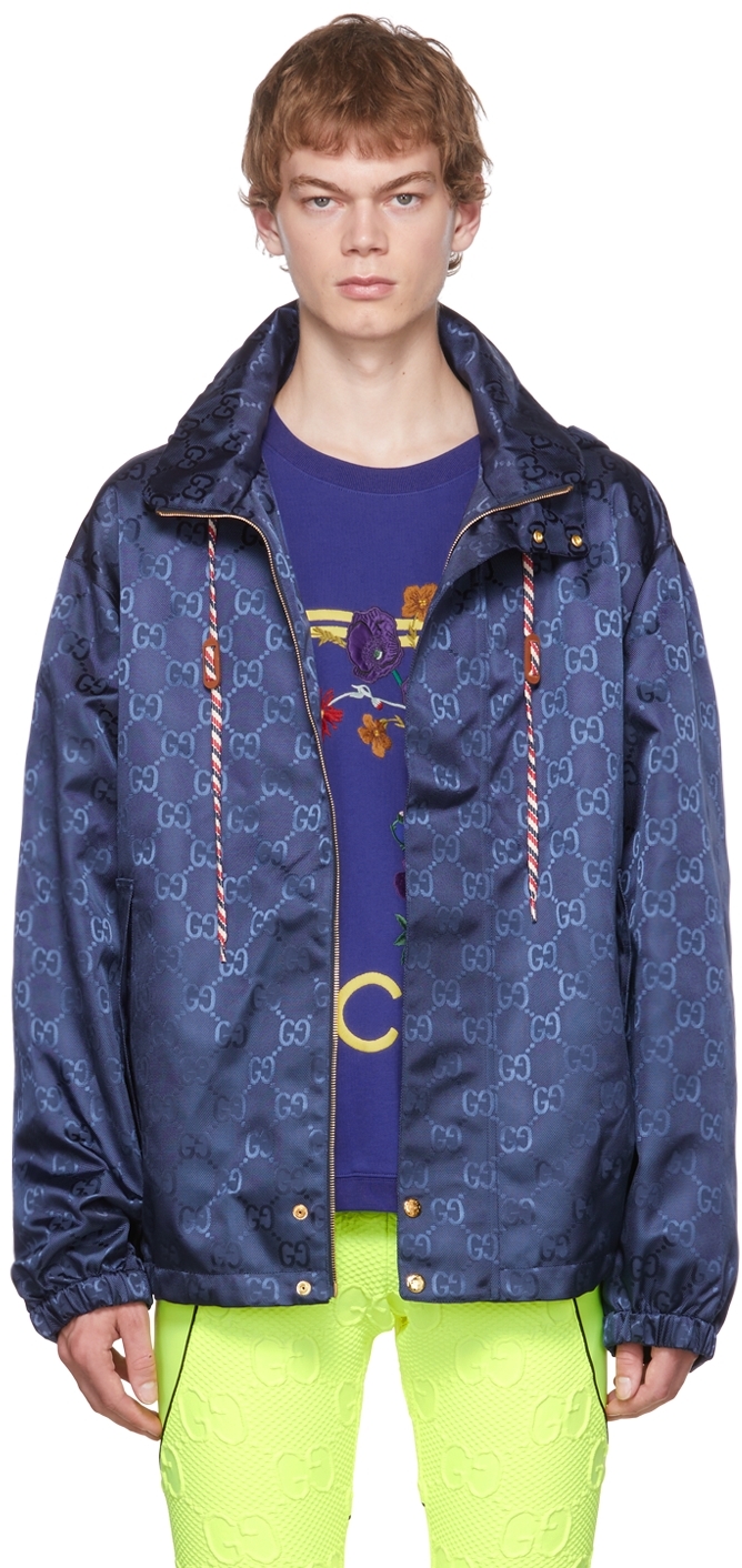 Gucci: Navy GG Jacket | SSENSE Canada