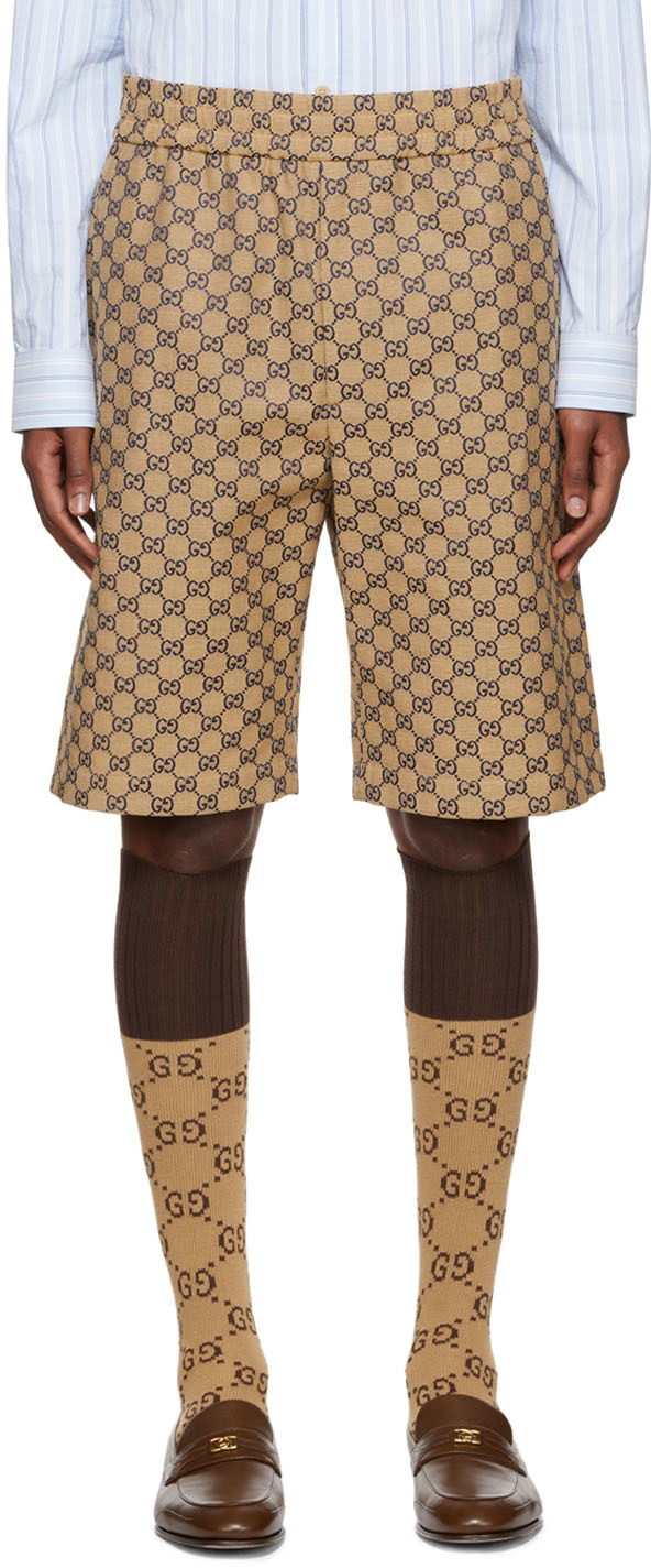 evne server orm Gucci: Beige GG Jacquard Shorts | SSENSE