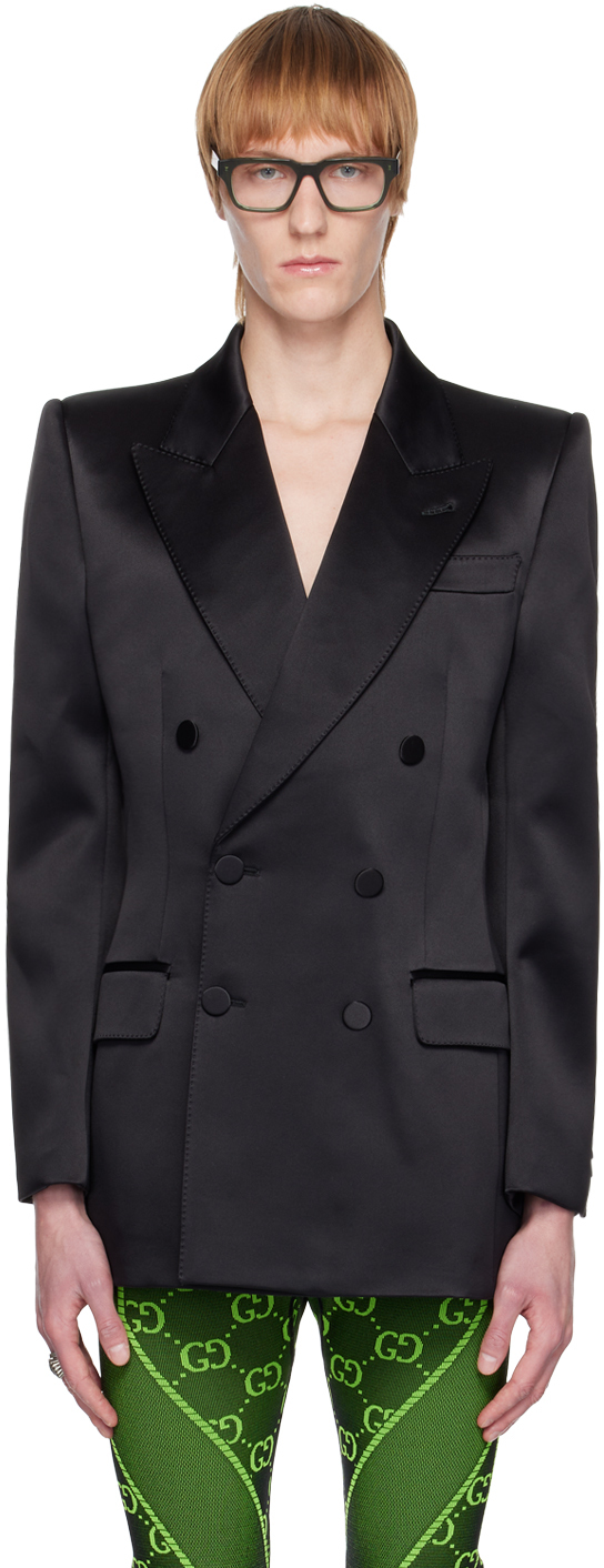 Gucci: Black Double-Breasted Blazer | SSENSE UK