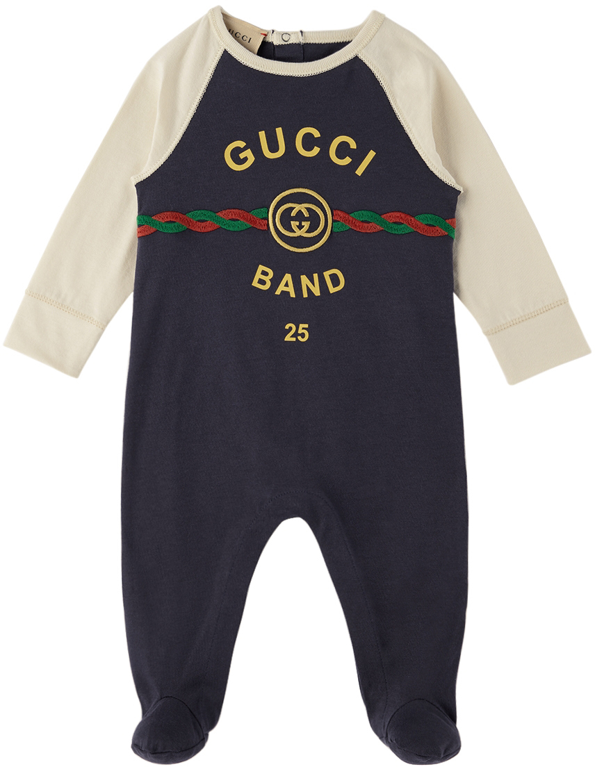 Baby Navy 'Gucci Band' Jumpsuit by Gucci | SSENSE