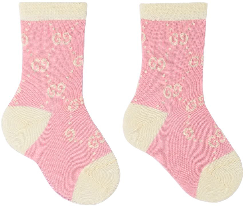 Baby Pink & Off-White GG Socks Ssense Abbigliamento Intimo Calze 