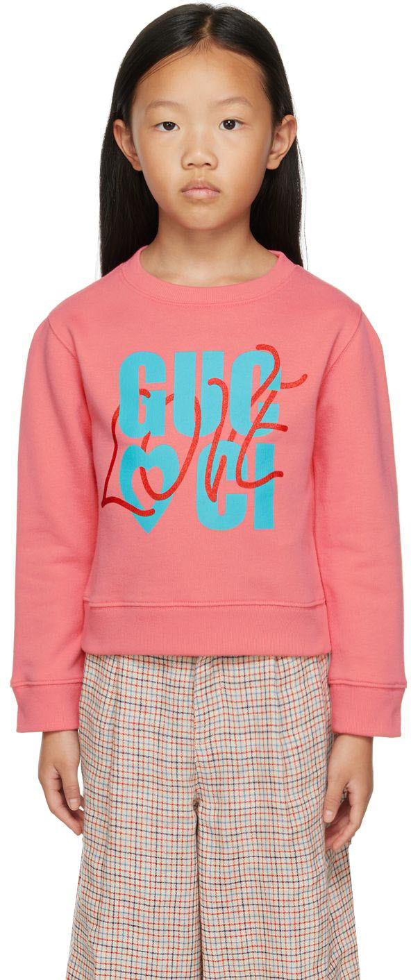 Gucci Kids Pink Logo Sweater In 5504 Vivid Azalea Pi | ModeSens