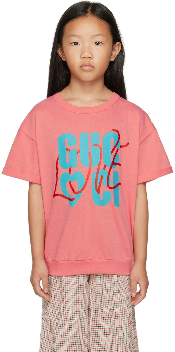 Gucci Kids Pink Logo T-shirt In 5504 Vivid Azalea Pi | ModeSens