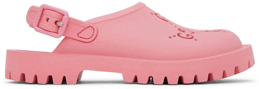Gucci Kids Pink Cut-Out GG Sandals